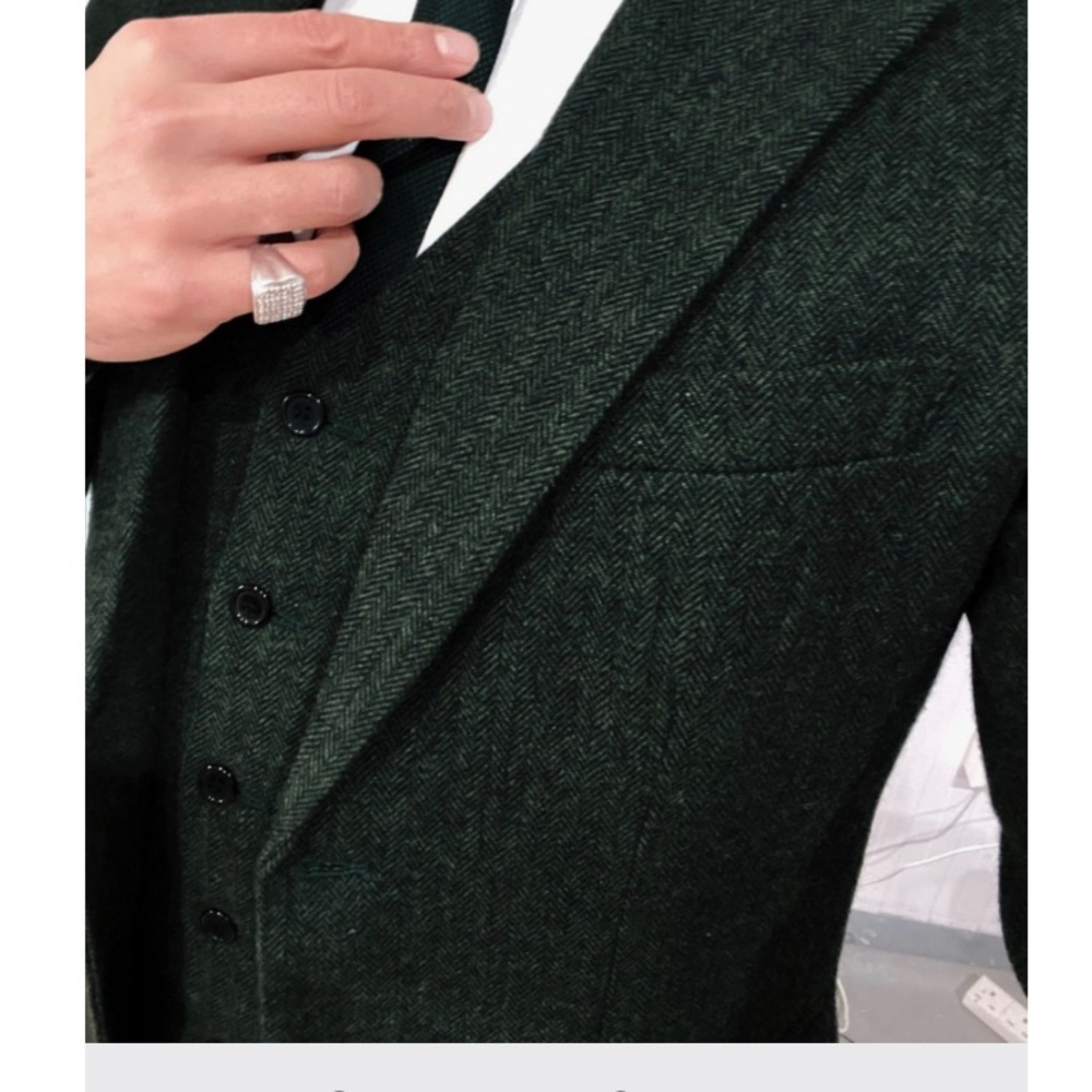 Green tweed 3 piece suit - size XL